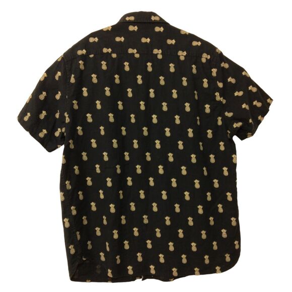 Denim & Flower shirt mens L Large navy blue all over pineapple print button slim - Picture 2 of 8